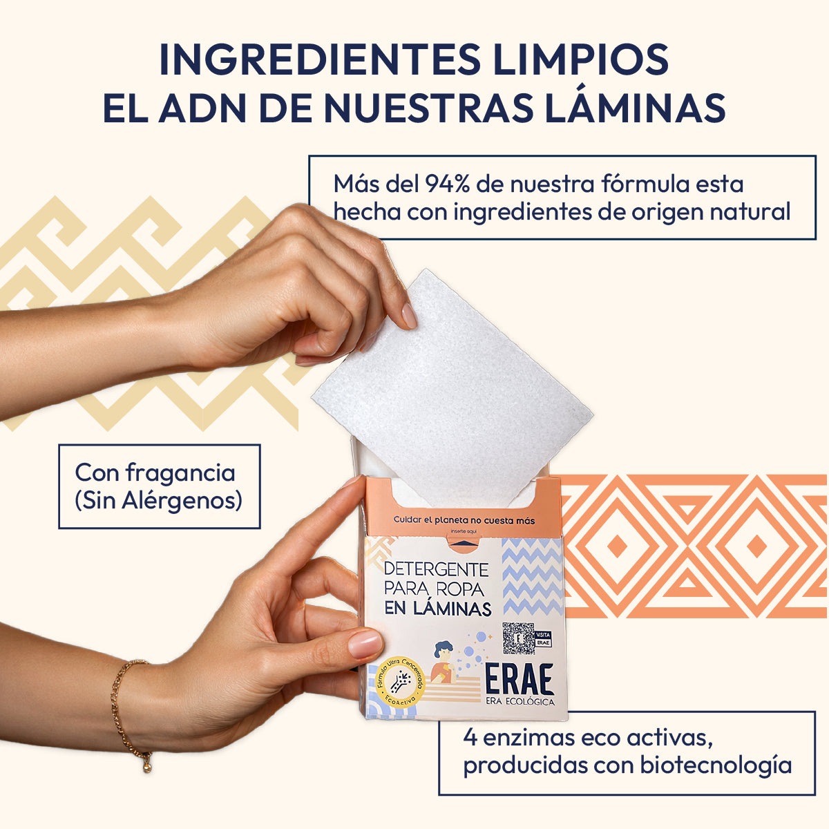 Explicación de qué son las láminas de detergente ERAE: limpieza potente con aroma fresco, empaque sostenible que elimina botellas de plástico y fórmula libre de fosfatos