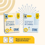 Pack Descuento ERAE: Ropa con Aroma + Ropa sin Aroma. Beneficio de 240 cargas de lavado ecológico. Solución versátil para ropa delicada y de uso diario en un formato compacto que no utiliza plástico.