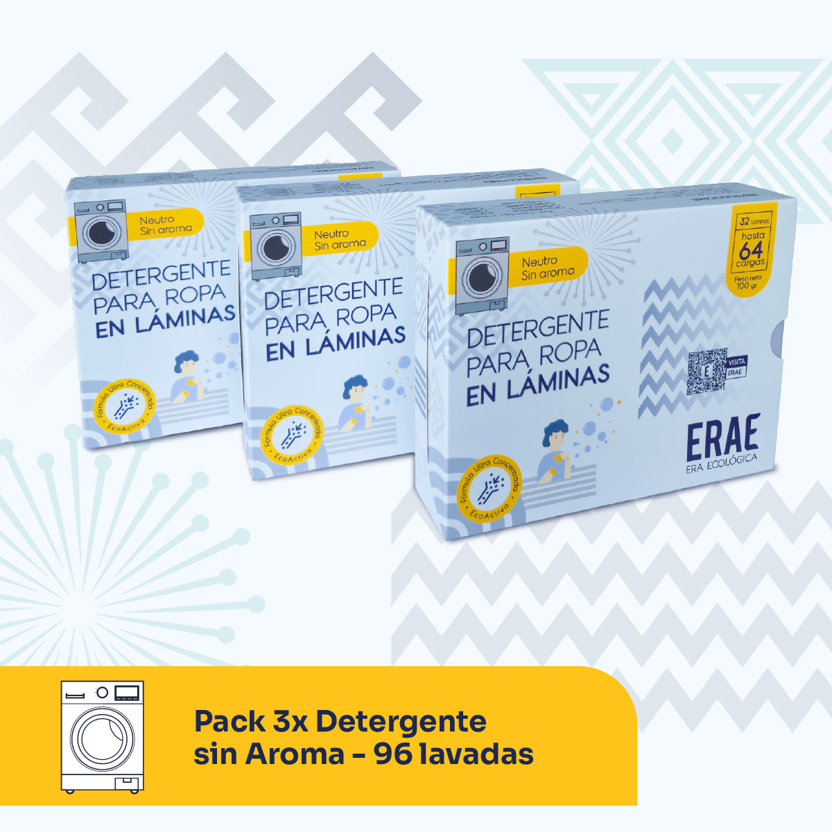 Pack Ahorro x3 Detergente sin aroma - 96 Lavadas