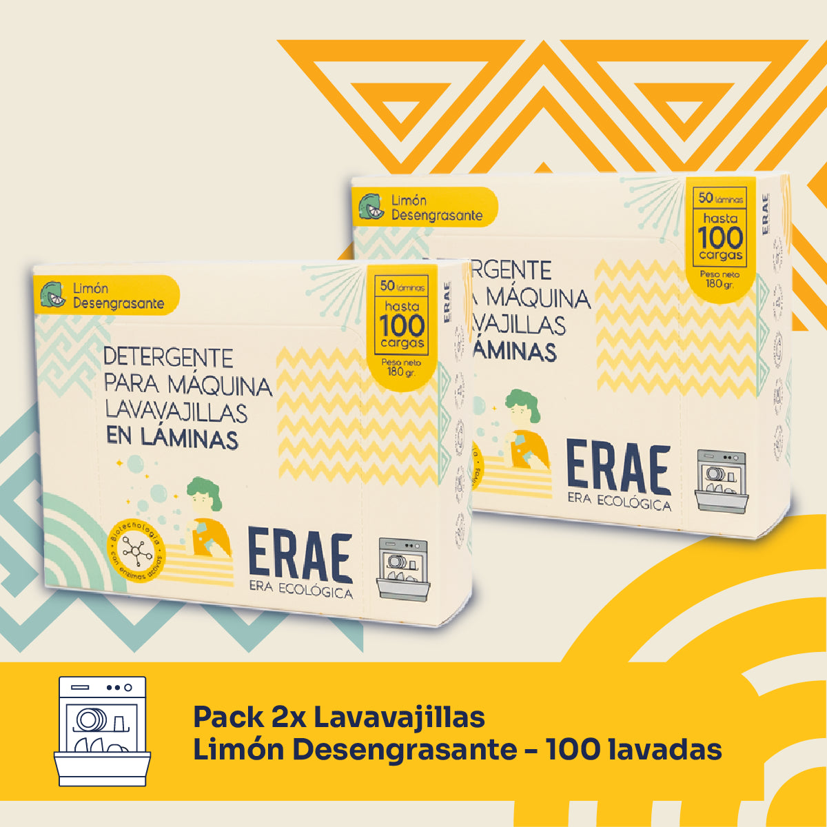 Pack x2 Detergente para Lavavajillas - 100 lavadas